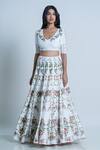 Nautanky_White Blouse And Lehenga Raw Silk Dupatta Net Print & Embroidery Floral & Set _Online_at_Aza_Fashions