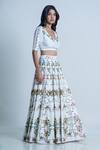 Buy_Nautanky_White Blouse And Lehenga Raw Silk Dupatta Net Print & Embroidery Floral & Set _Online_at_Aza_Fashions