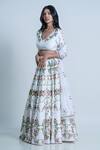 Nautanky_White Blouse And Lehenga Raw Silk Dupatta Net Print & Embroidery Floral & Set _at_Aza_Fashions