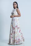 Nautanky Ivory Blouse Silk, Lehenga Organza Floral, Sequins Hand Embroidered With at Aza Fashions Nautanky_Ivory Blouse Silk, Lehenga Organza Floral, Sequins Hand Embroidered With _at_Aza_Fashions