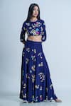 Nautanky_Blue Crop Top Crepe Embroidery Sequin Embellished Sharara Set  _Online_at_Aza_Fashions