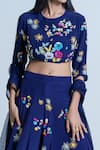 Nautanky_Blue Crop Top Crepe Embroidery Sequin Embellished Sharara Set  _at_Aza_Fashions