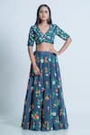 Nautanky Blue Blouse Soft Silk, Dupatta Organza, Lehenga Embellished Work Set Online at Aza Fashions Nautanky_Blue Blouse Soft Silk, Dupatta Organza, Lehenga Embellished Work Set _Online_at_Aza_Fashions