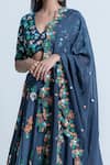 Shop Nautanky Blue Blouse Soft Silk, Dupatta Organza, Lehenga Embellished Work Set Online at Aza Fashions Shop_Nautanky_Blue Blouse Soft Silk, Dupatta Organza, Lehenga Embellished Work Set _Online_at_Aza_Fashions