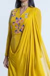 Buy Nautanky Yellow Kurta Crepe + , Pant Floral, Embellished Drape Attached With Online at Aza Fashions Buy_Nautanky_Yellow Kurta Crepe + , Pant Floral, Embellished Drape Attached With _Online_at_Aza_Fashions