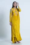 Shop Nautanky Yellow Kurta Crepe + , Pant Floral, Embellished Drape Attached With Online at Aza Fashions Shop_Nautanky_Yellow Kurta Crepe + , Pant Floral, Embellished Drape Attached With _Online_at_Aza_Fashions