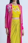 Nautanky_Yellow Crop Top Crepe Embroidery Sequin Embellished Drape Skirt Set  _Online_at_Aza_Fashions