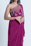 Buy_Nautanky_Purple Crepe Sequin And Beads Embellished Crop Top & Drape Skirt Set  _Online_at_Aza_Fashions