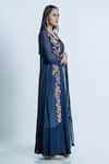 Nautanky_Blue Cape Chiffon Embroidery Beads Square Neck Skirt Set  _at_Aza_Fashions