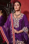 Shop_Ajiesh Oberoi_Purple Dupion Silk And Organza Embroidered Floral Shagun Kurta Sharara Set _Online_at_Aza_Fashions