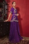 Ajiesh Oberoi_Purple Dupion Silk And Organza Embroidered Floral Urvi Jacket & Sharara Set _at_Aza_Fashions