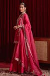 Buy_Ajiesh Oberoi_Pink Dupion Silk And Organza Embroidered Floral Patterns Manu Kurta Gharara Set _Online_at_Aza_Fashions