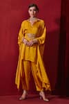 Buy_Ajiesh Oberoi_Yellow Modal Silk Embroidered Pearl Fiza Oversized Shirt And Pant Set For Kids_Online_at_Aza_Fashions