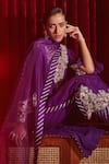 Shop_Ajiesh Oberoi_Purple Dupion Silk And Organza Embroidered Floral Patterns Riwaaz Kurta Pant Set _Online_at_Aza_Fashions