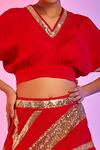 Buy_Gulabo By Abu Sandeep_Red Batwing Sleeve Crop Top 