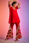 Gulabo By Abu Sandeep_Red Sequin Embellished Bell Bottom Pant _Online_at_Aza_Fashions
