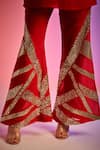 Buy_Gulabo By Abu Sandeep_Red Sequin Embellished Bell Bottom Pant _Online_at_Aza_Fashions