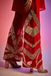 Gulabo By Abu Sandeep_Red Sequin Embellished Bell Bottom Pant _at_Aza_Fashions