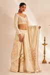 Buy_Gulabo by Abu Sandeep_Off White 100% Pure Chanderi Silk Embellished Gota Work Rose Skirt _Online_at_Aza_Fashions