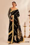 Gulabo by Abu Sandeep_Black 100% Pure Chanderi Silk Embellished Gota Work Rose Saree  _Online_at_Aza_Fashions