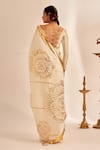 Gulabo by Abu Sandeep_Off White 100% Pure Chanderi Silk Embellished Gota Work Saree For Women_Online_at_Aza_Fashions