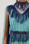 Buy_Akhl_Blue Chiffon (100% Viscose) + Lurex-tulle Glass Fringe Gathered Kaftan Dress _Online_at_Aza_Fashions