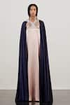 Buy_Akhl_Multi Color Textured Satin (90% Polyester 10% Elastane) + Silk Kaftan Dress _at_Aza_Fashions