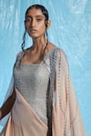 Akhl_Multi Color Body  Chiffon (100% Viscose) + Silk-raffia Mesh Structured Dress _Online_at_Aza_Fashions