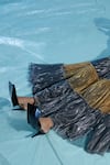 Shop_AKHL_Multi Color Body  Lurex Tulle (57% Metallic Fibre 43% Polyester) Tiered Gown _Online_at_Aza_Fashions