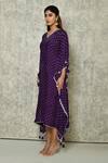 Shop_Naintara Bajaj_Purple Habutai Silk Printed Bandhej V Neck Kaftan_Online_at_Aza_Fashions