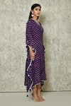 Naintara Bajaj_Purple Habutai Silk Printed Bandhej V Neck Kaftan_at_Aza_Fashions