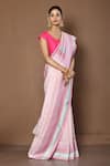 Buy_Nazaakat by Samara Singh_Pink Handloom Cotton Geometric Pattern Saree_Online_at_Aza_Fashions