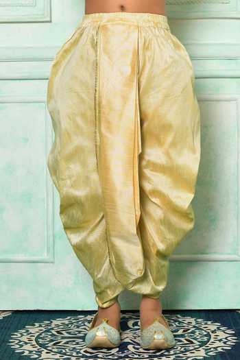 Petite Pomme_Beige Silk Embroidery Kurta And Dhoti Pant Set _Online_at_Aza_Fashions