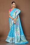 Buy_Nazaakat by Samara Singh_Blue Handloom Cotton Flower Paithani Work Saree_Online_at_Aza_Fashions