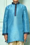 Buy_Petite Pomme_Blue Silk Embroidery Kurta _Online_at_Aza_Fashions