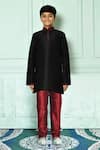 Buy_Arihant Rai Sinha_Black Silk Embroidery Plain Woven Kurta Set _Online_at_Aza_Fashions