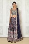 Shop_Samyukta Singhania_Blue Banglori Embroidered Sequin Square Neck Choli With Printed Lehenga Set _Online_at_Aza_Fashions