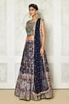 Samyukta Singhania_Blue Banglori Embroidered Sequin Square Neck Choli With Printed Lehenga Set _at_Aza_Fashions