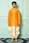 Buy_Arihant Rai Sinha_Yellow Dupion Art Silk Straight Full Sleeve Kurta And Dhoti Pant Set _Online_at_Aza_Fashions