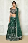 Buy_Samyukta Singhania_Black Banglori Embroidered Sequin Scoop Neck Mirrorwork Lehenga Set _Online_at_Aza_Fashions