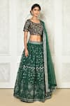 Samyukta Singhania_Black Banglori Embroidered Sequin Scoop Neck Mirrorwork Lehenga Set _at_Aza_Fashions