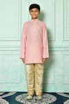 Buy_Petite Pomme_Pink Cotton Patterned Kurta And Churidar Set _Online_at_Aza_Fashions