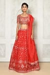 Buy_Samyukta Singhania_Red Banglori Embroidered Sequin Scoop Neck Embellished Lehenga Set _Online_at_Aza_Fashions