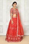 Samyukta Singhania_Red Banglori Embroidered Sequin Scoop Neck Embellished Lehenga Set _at_Aza_Fashions