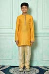 Petite Pomme_Yellow Silk Embroidery Kurta _Online_at_Aza_Fashions