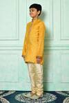 Shop_Petite Pomme_Yellow Silk Embroidery Kurta _Online_at_Aza_Fashions