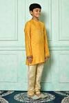 Petite Pomme_Yellow Silk Embroidery Kurta _at_Aza_Fashions