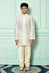 Arihant Rai Sinha_Off White Dupion Art Silk Embroidered Placket Kurta _Online_at_Aza_Fashions