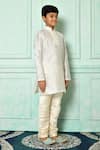 Shop_Arihant Rai Sinha_Off White Dupion Art Silk Embroidered Placket Kurta _Online_at_Aza_Fashions