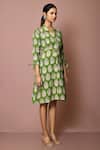 Buy_Arihant Rai Sinha_Green Cotton Peace Buddha Print Dress_Online_at_Aza_Fashions